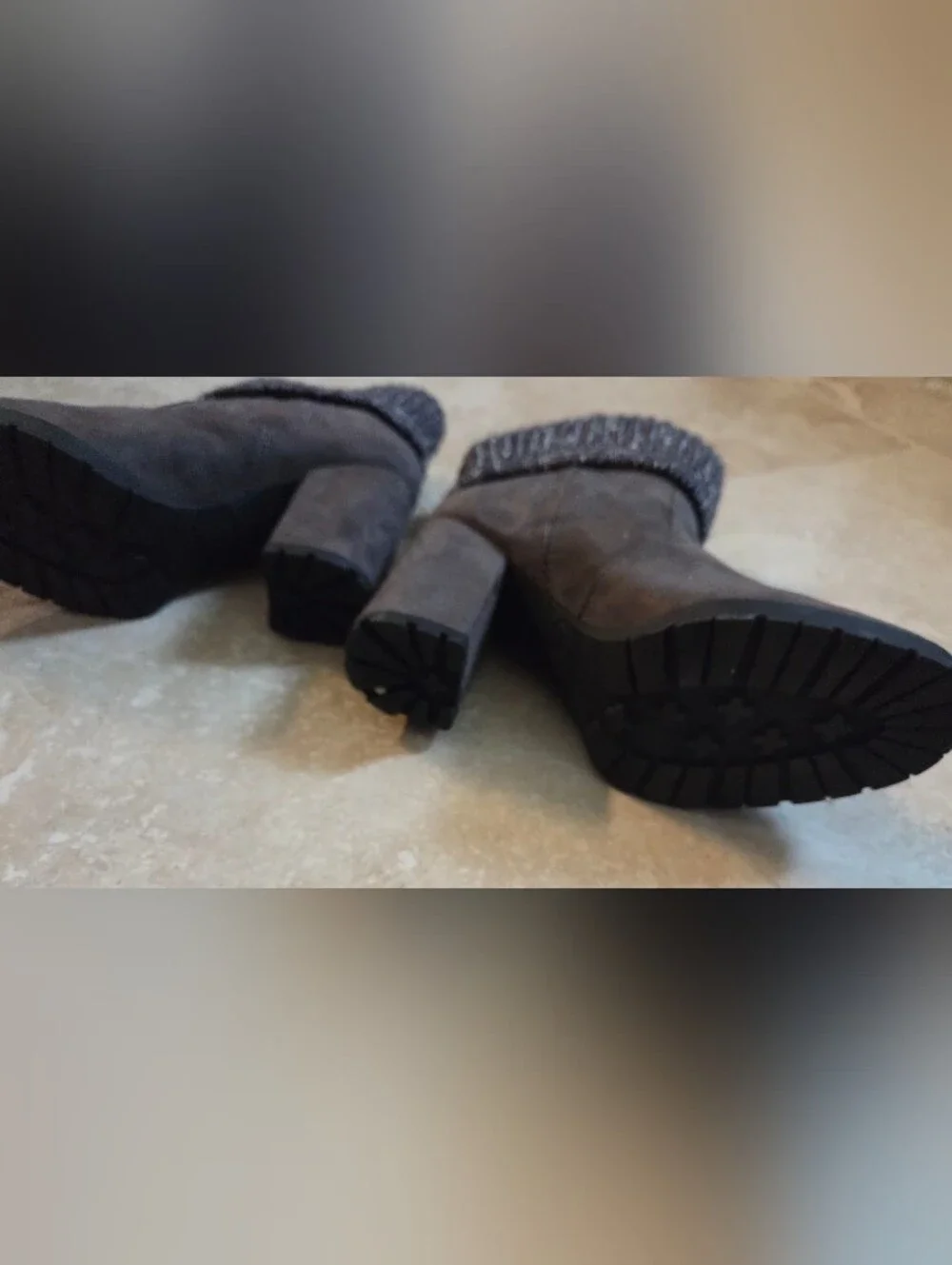 Circus by Sam Edelman Gray Knit-Cuff Suede Ankle Boots